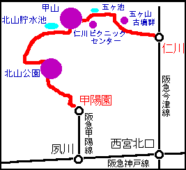 北山・甲山 地図
